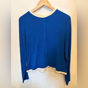 Laura Ashley Blue and White Button-Up Top